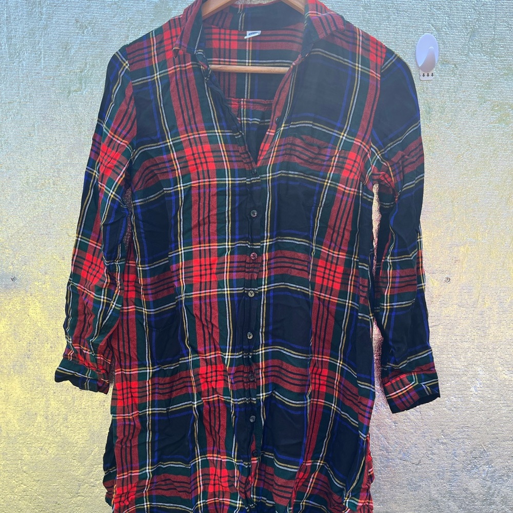 Old Navy Red and Blue Plaid Mini Dress